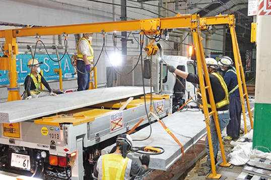 ホームドア工事シリーズ 【ホーム工事用軌陸式門型クレーン】